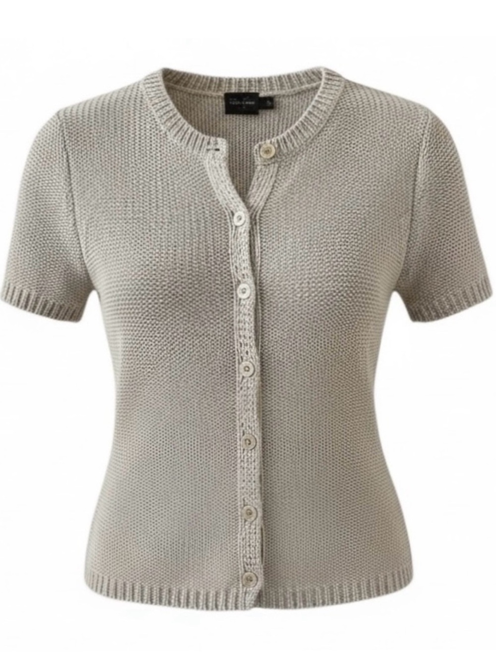 CK Calvin Klein Light Tan Short Sleeve Button Down Knit Cardigan Size Medium
